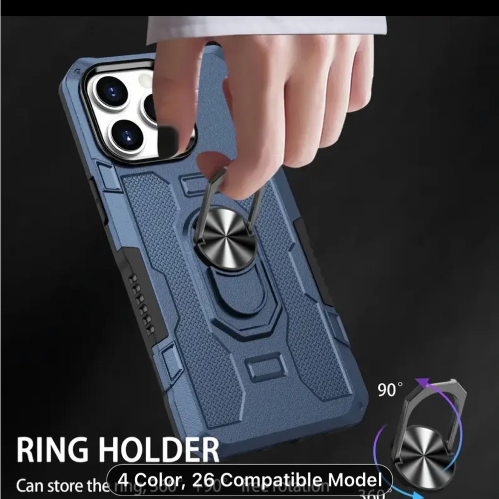 iPhone 15 Pro Phone Case Magnetic 360* Rotating Ringstand Unisex Blue